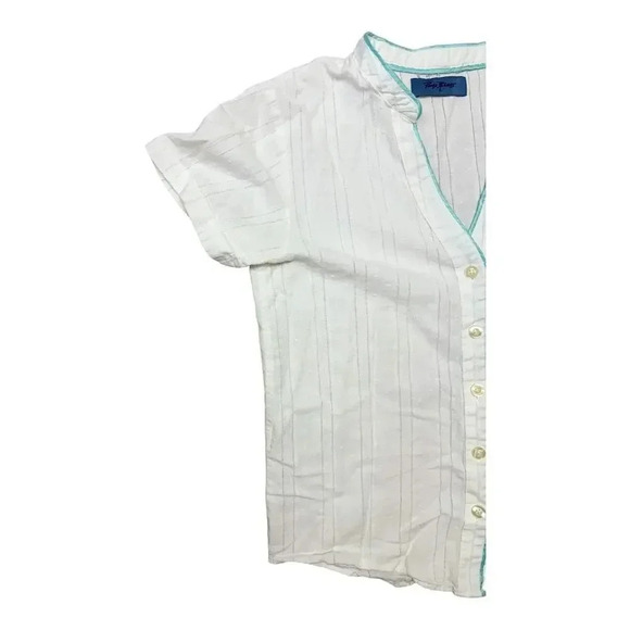 Paris Blues White Pajama Set with Blue Trim-Size Small - Picture 4 of 11